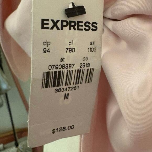 Express Cream Jumpsuit With Large Pink Bow NEW M Holiday Outfit Cocktail Party - Picture 9 of 11